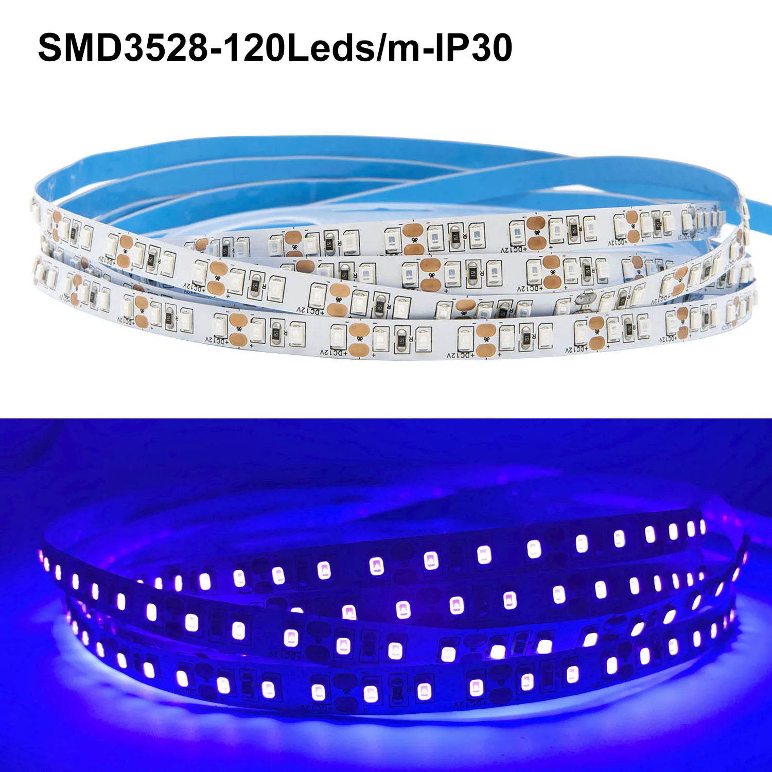 5V/12V/24V UV Led şerit ultraviyole mor ışık 60/120Led/m su geçirmez 3528/DJ bant lamba DJ floresan parti için