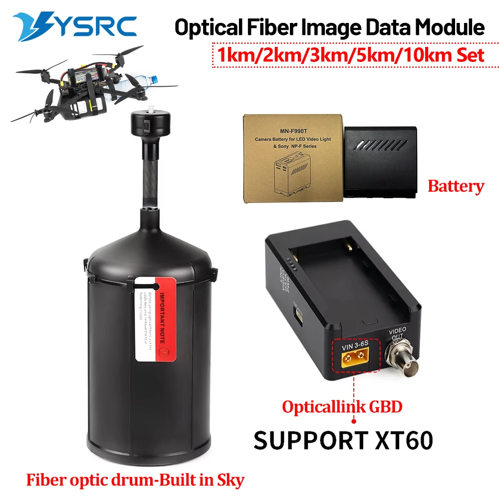 

FPV Fiber Optic Module Image Digital Module Anti-Interference 0.5mm Fiber Optic Canister 1KM/2KM/3KM/5KM/10KM For RC Drones