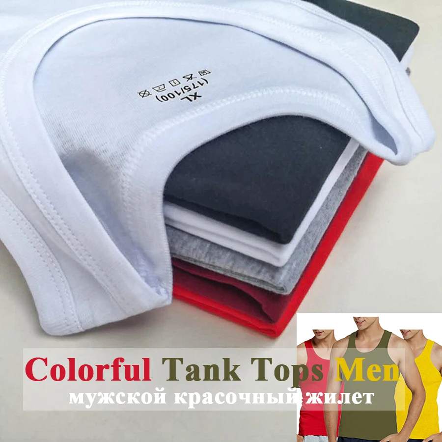 Tank Tops Männer 2024 Sommer 100% Baumwolle Kühlen Fitness Weste Ärmellose Tops Gym Dünne Bunte Casual Unterhemd Männlich 7 Farben 1PCS