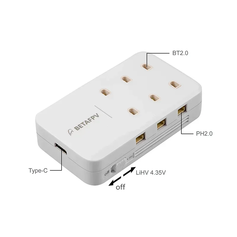BETAFPV 6 Ports 1S Battery Charger 30W Power Adapter Lipo-Battery Type-C Charger BT2.0&PH2.0 FPV Cetus Racing Drone Accessories