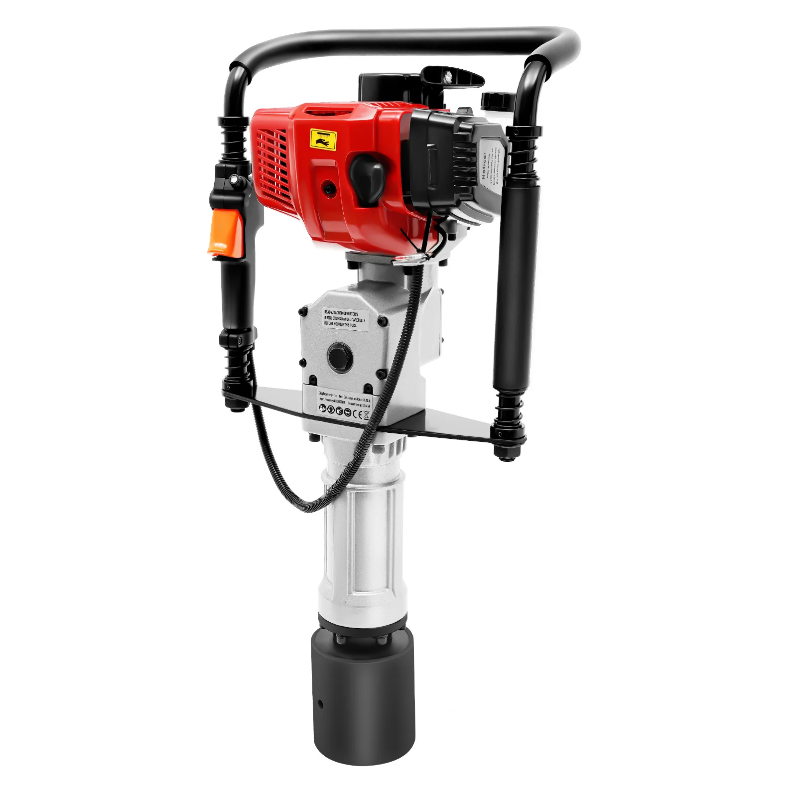 

52CC 2-Stroke Post Driver 1900W Gasoline Pile Driver Kit with 55-70-100mm Sleeve Garden Farm Fence Piling Tool 6500RPM