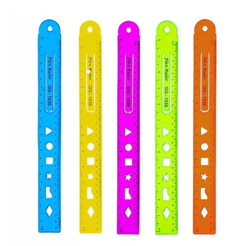 L74B 4 Pcs Multifunctional Ruler Soft Ruler Straight Ruler Flexible Ruler for Drawing