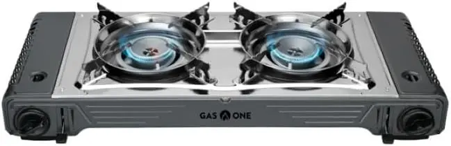 

GasOne 2-Burner Portable Camp Stove - High Output 15,300 BTU - With Durable Carrying Case, Automatic Ignition, Safety