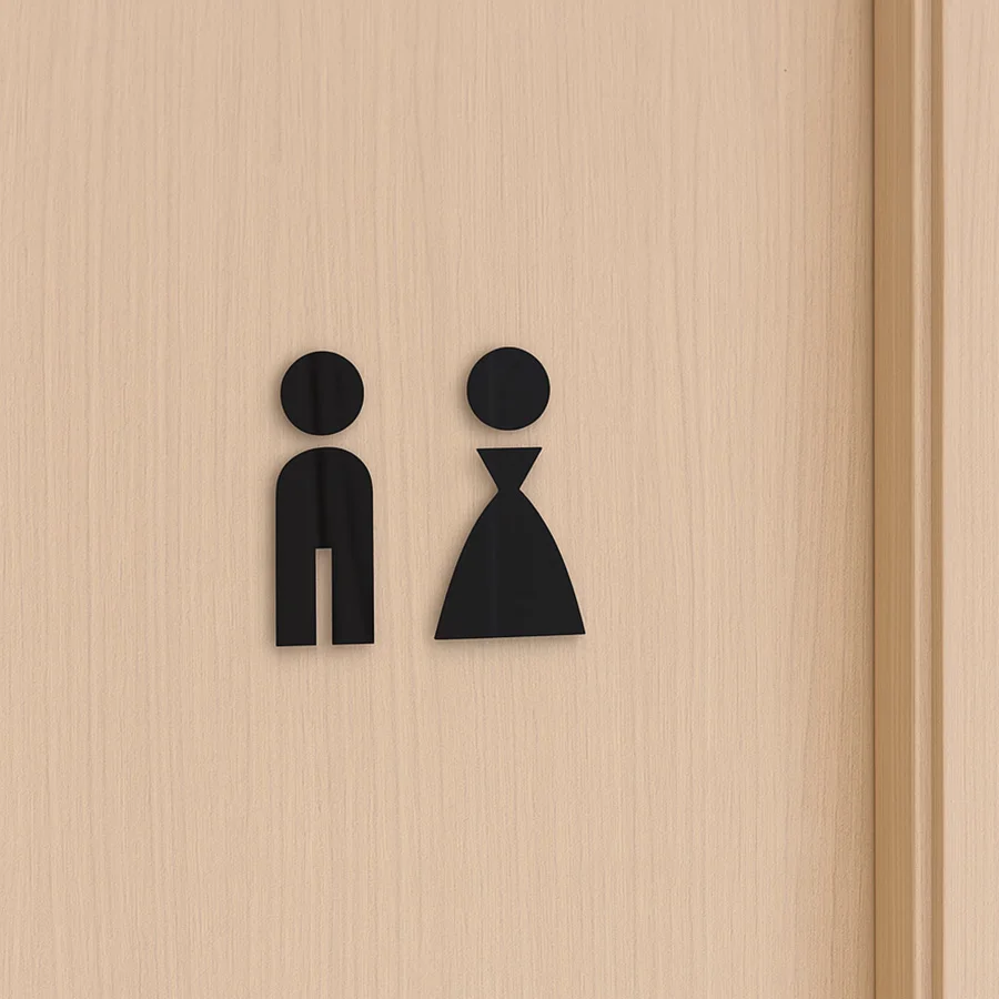 3D Acrylic Mirror Toilet Door Sign – Men & Women Bathroom WC Sticker, Reflective Wall Decal for Home/Office Decor (Set of 2)