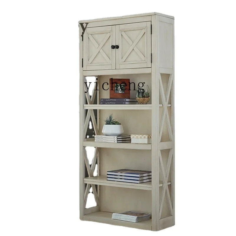 

Home Bookshelf American Retro Bookcase Study Solid Wood Veneer Shelf