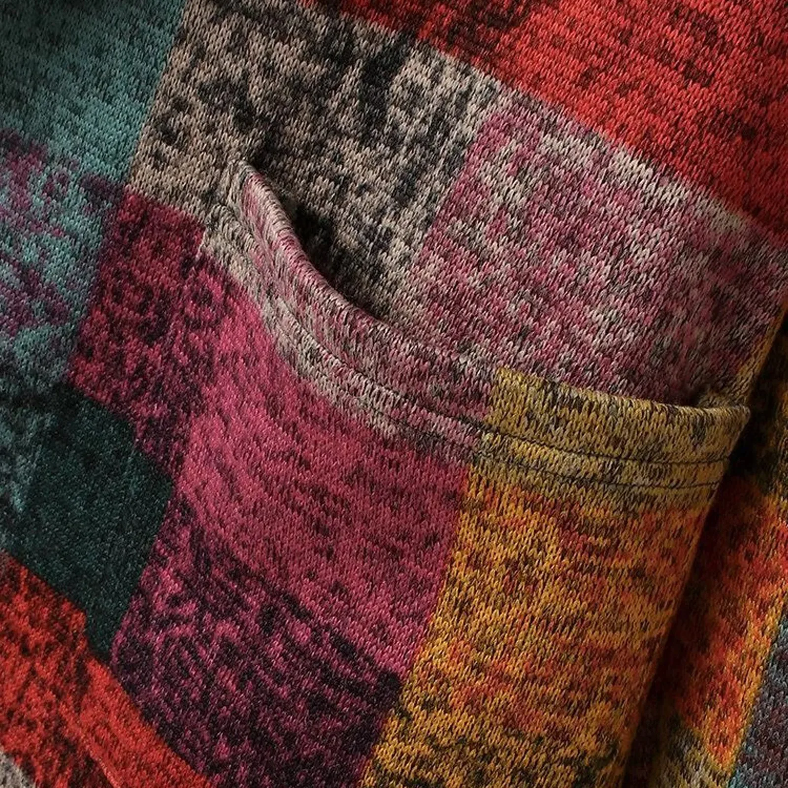 Dámský ležérní kostkovaný kardigan s dlouhým rukávem, zipem a kapucí, vintage kapsa, svetr, kardigan, dámské pletené bundy, ropa de mujer - náhled 5