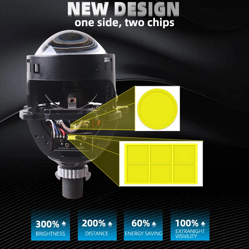 SANVI  New  3'' Bi LED Projector Lense for Hella 3r Projector H4 H7 9005 9006 Auto Lamp Upgrade with Angel Eyes 5500K 13350Lux