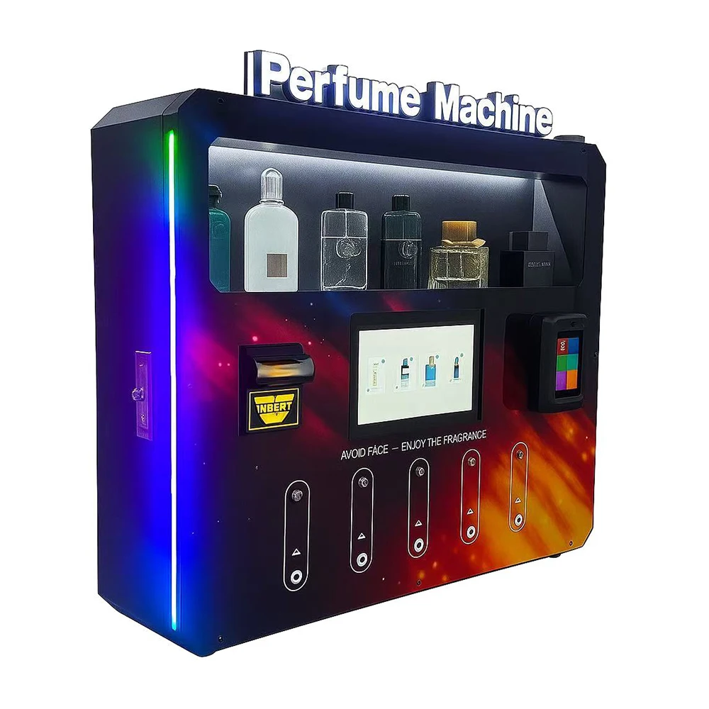 

Wall Mounted Fully Automatic Sample Perfume Cologne Vending Machine Dispenser with LED Cash Card QR Code Touchscreen
