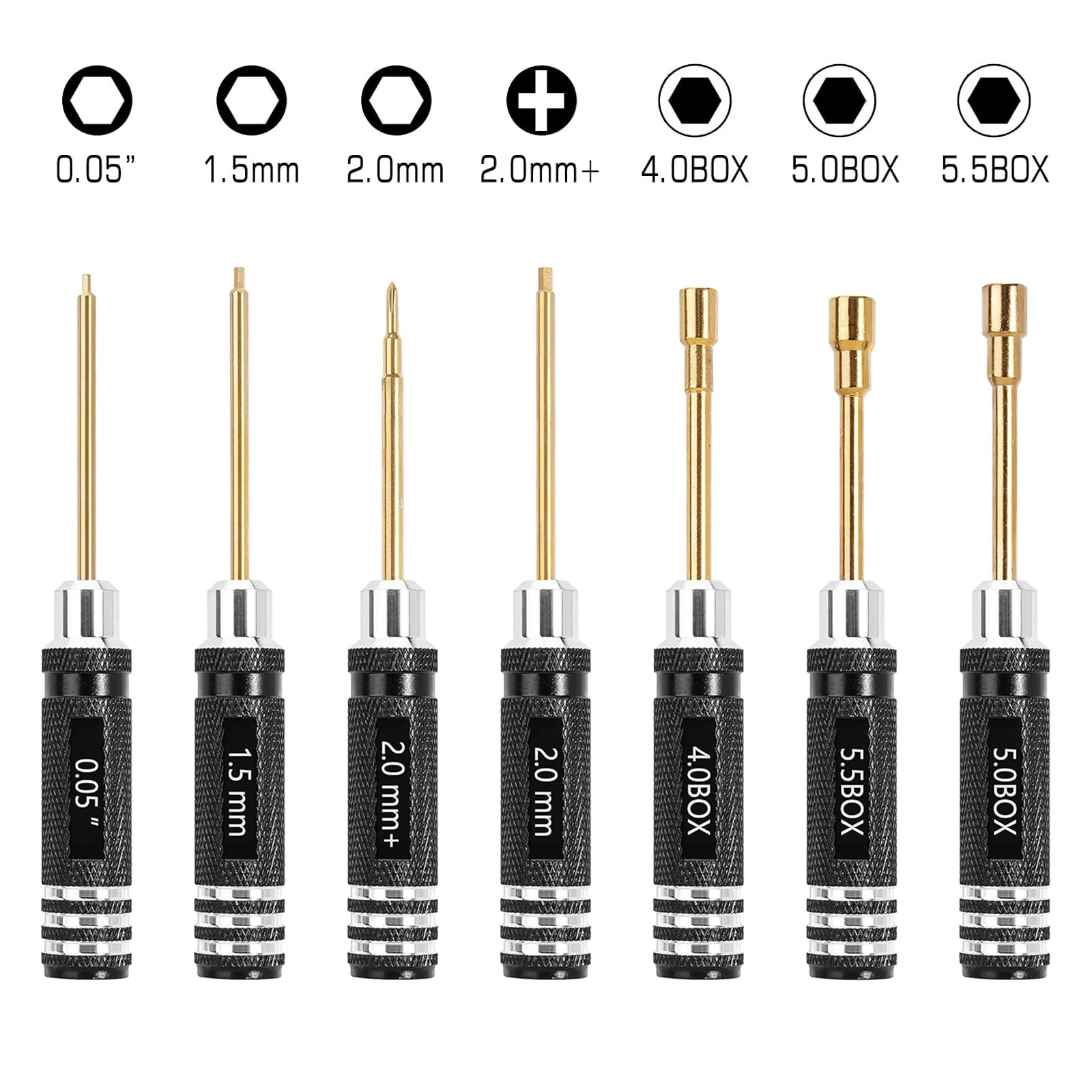 

7PCS 1.5 2.0mm Short Handle Hex Screwdriver Nut Driver Wrench Tool Kit For RC Cars Helicopter RC Model Repair Tools