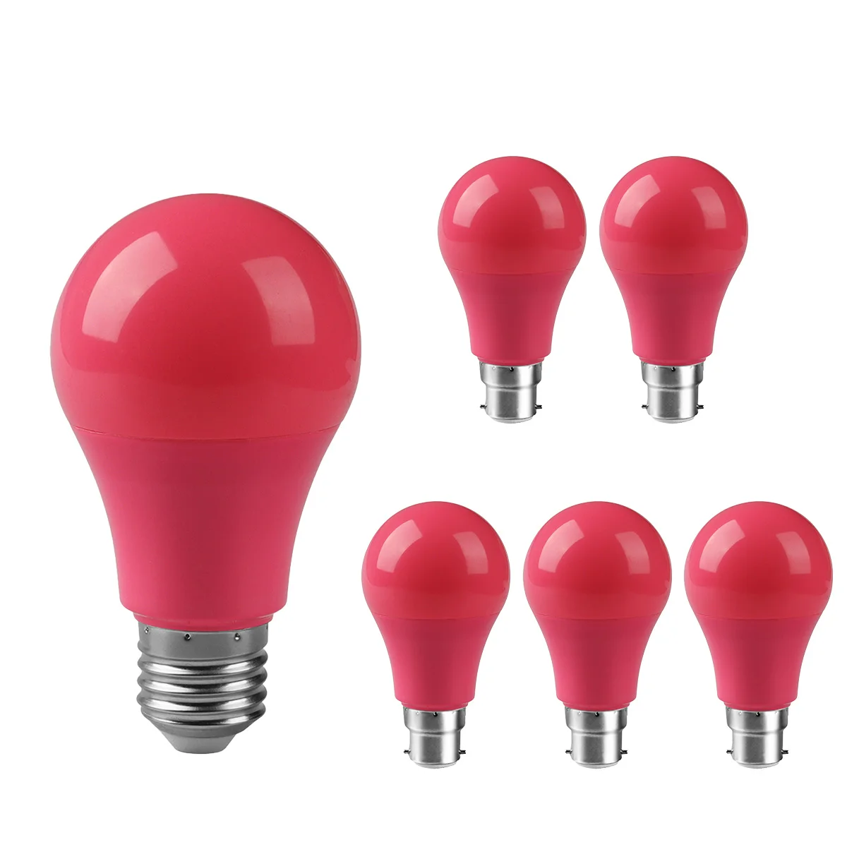 A60 Pink LED Color Light Bulbs Lamp 640Lumen 8W AC100-240V E27 B22 Decor Bulbs for Bedroom Wedding Party Courtyard Garden Stage