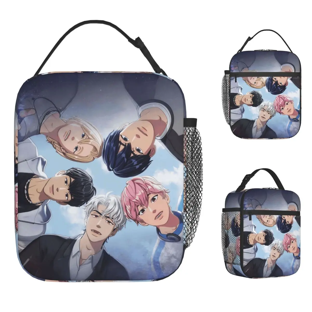 

Kpop PLAVE Caligo Pt Сумка для обеда для детей с принтом Ланч-бокс Повседневная дорожная сумка-холодильник Портативная изолированная сумка-тоут Оксфорд для еды