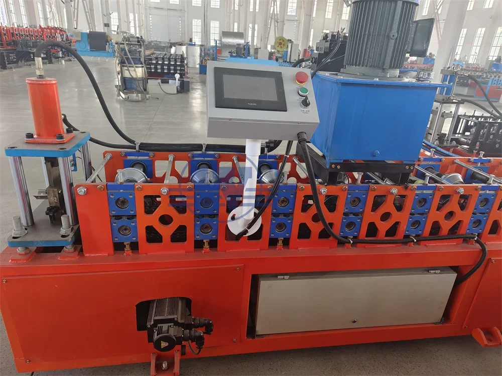 Automatic storage rack pillar upright post steel roll forming making machine