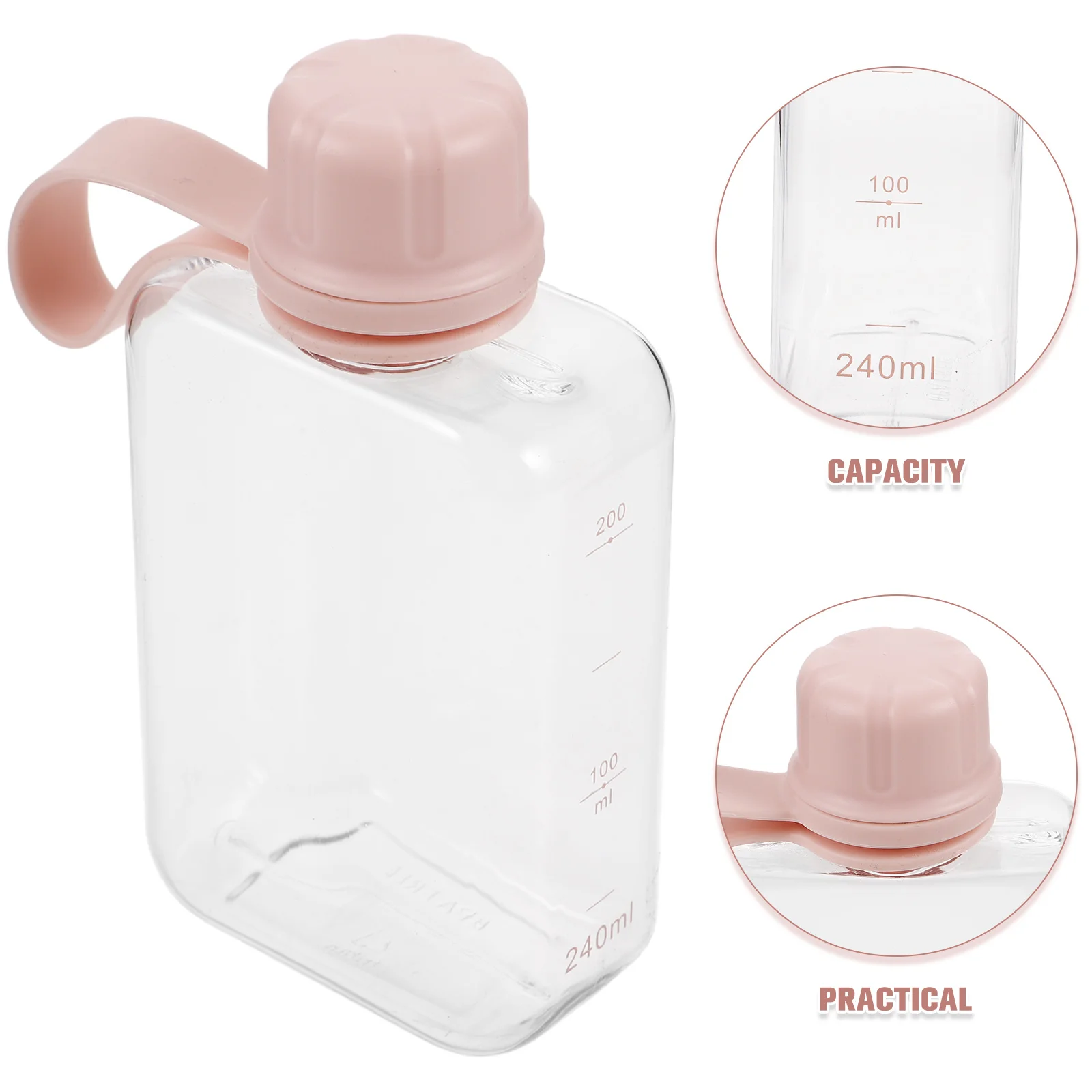 2 قطعة زجاجات مياه محمولة 240 مللي تصميم مسطح نحيف مانع للتسرب سهل الإمساك للسفر الرياضة في الهواء الطلق اللياقة البدنية التخييم الصالة الرياضية المدمجة