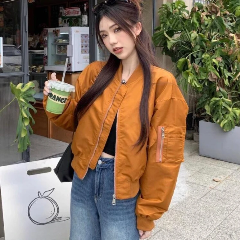 

​2025 Women's American Retro Flight Jacket Retro Style Loose Fit Short Coat Versatile Spring Autumn Outerwear​
