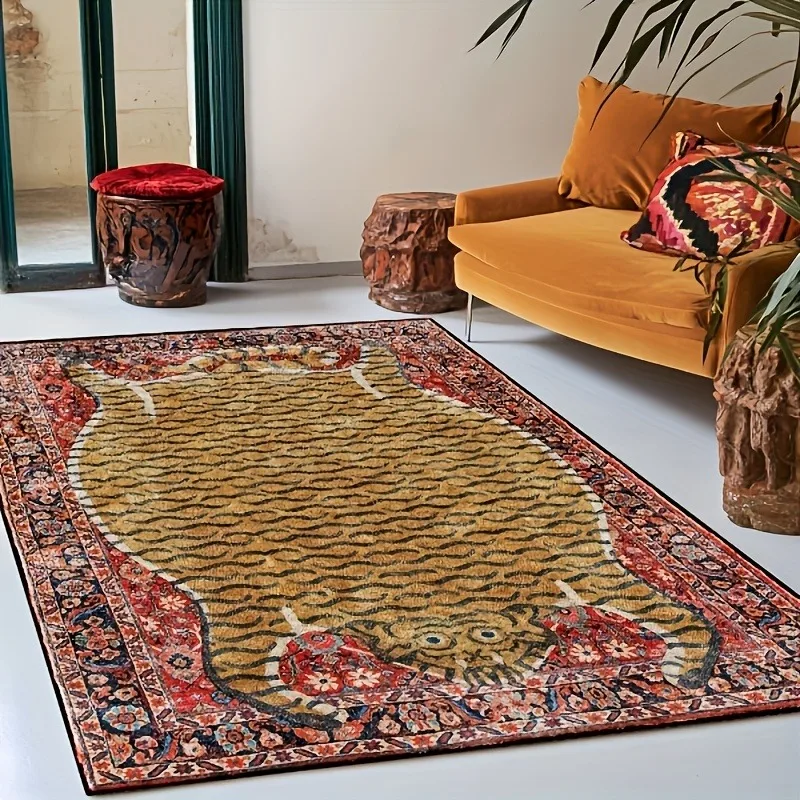

Moynesa Tiger Bohemian Rug for Living Room Retro Tiger Print Carpet Washable Carpets Dining Room Indoor Doormat Kitchen Area Rug