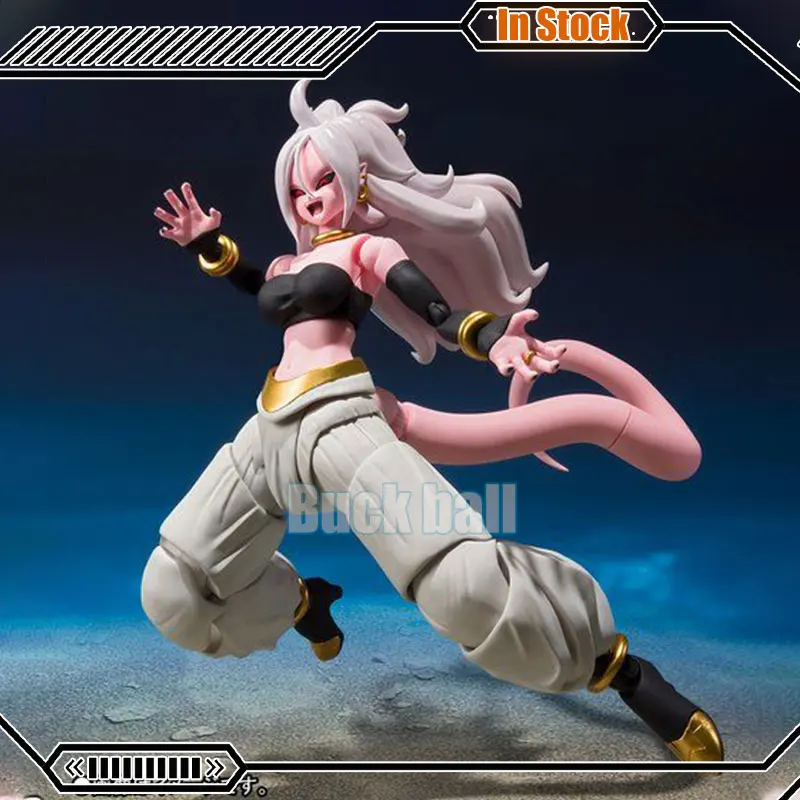 Orginal Shf Dragon Ball Android #21 Action Figurine Android #21 Anime Figure Models Girl Majin Buu Statue Collection Toys