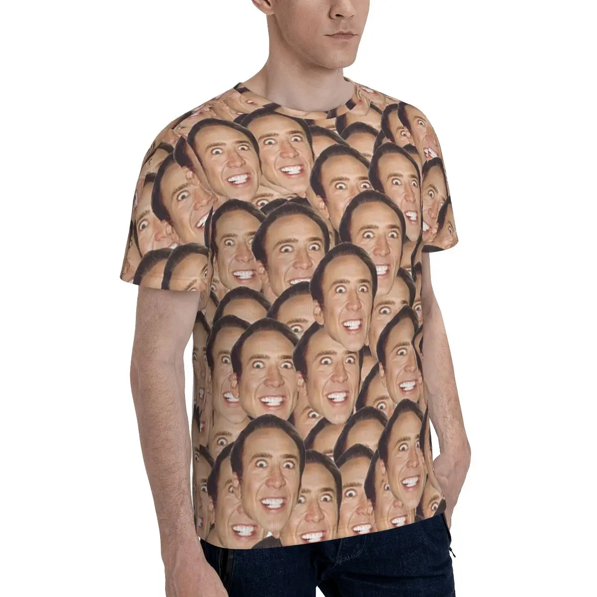 Nicolas Cage Meme T-Shirt for Men Cotton T Shirts Men's Tees Short Round Neck Summer Clothes Tops