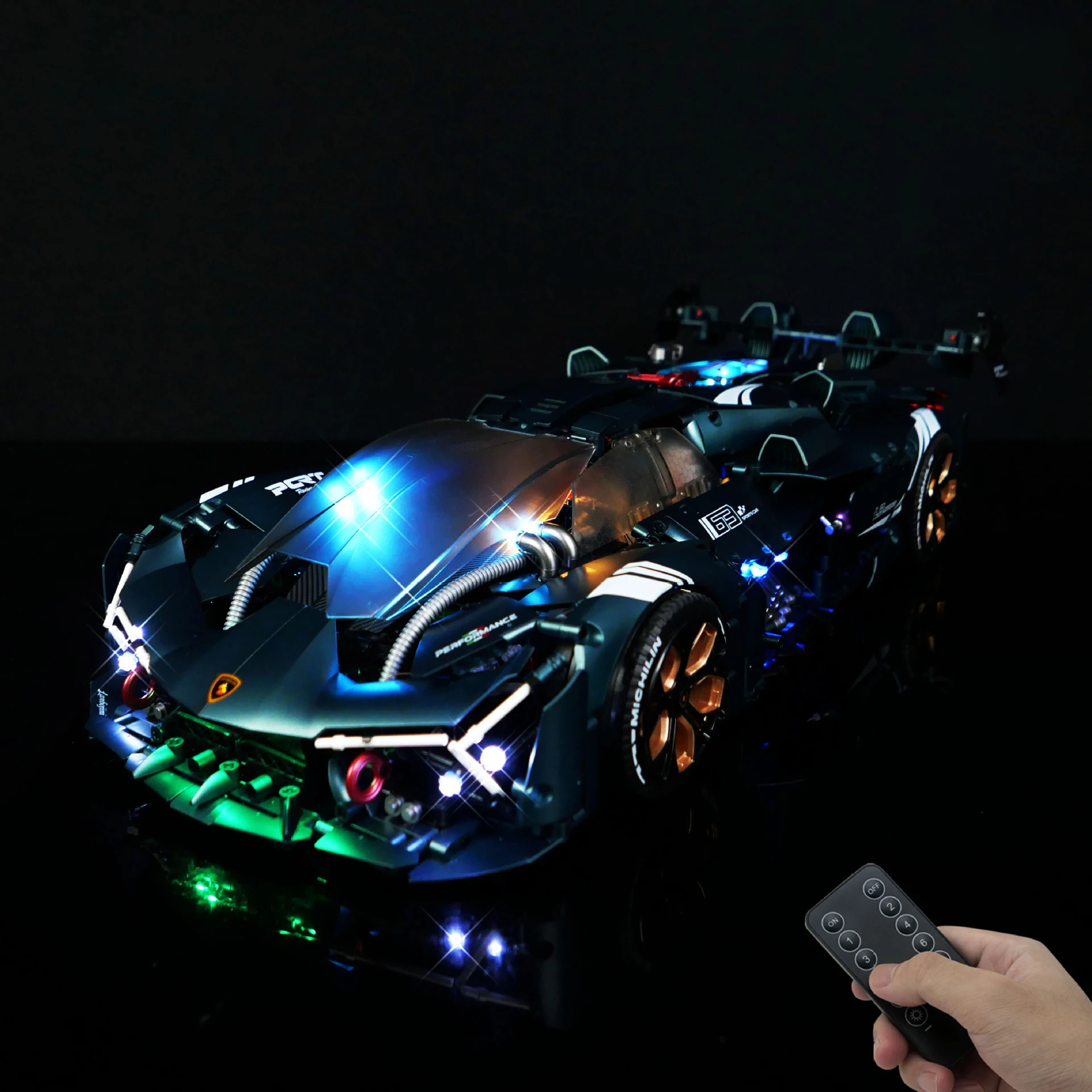 

Luxury Supercar Building Model LED Kit Remote Light Set for 3000th Edition Sports Car Display (Lights Only)