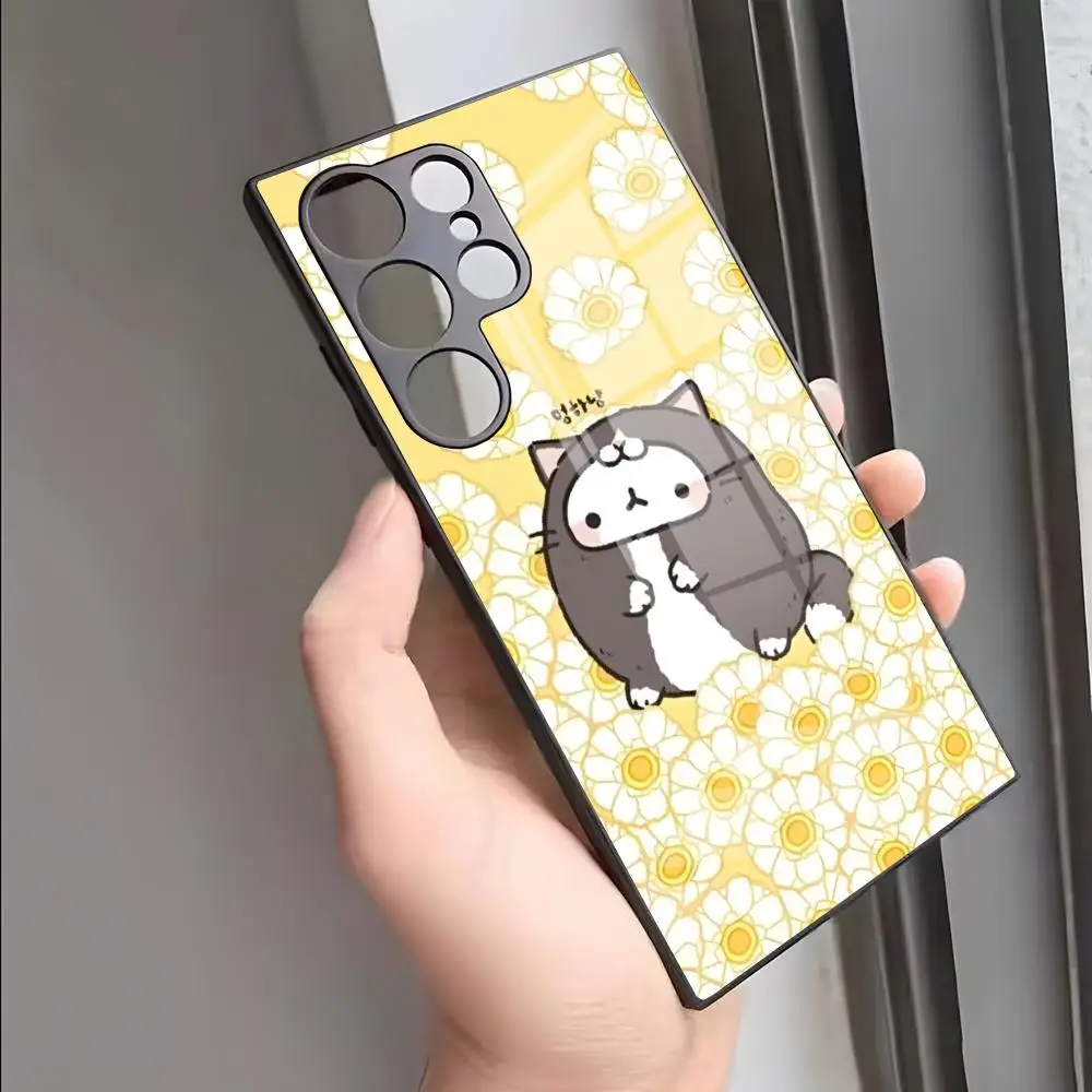 

Kawaii Molang Cartoon Anime Cat Phone Case For S24 Ultra Samsung S23 Fe S22 S20 S21 Plus Galaxy A54 A34 A24 A53 Glass Cover