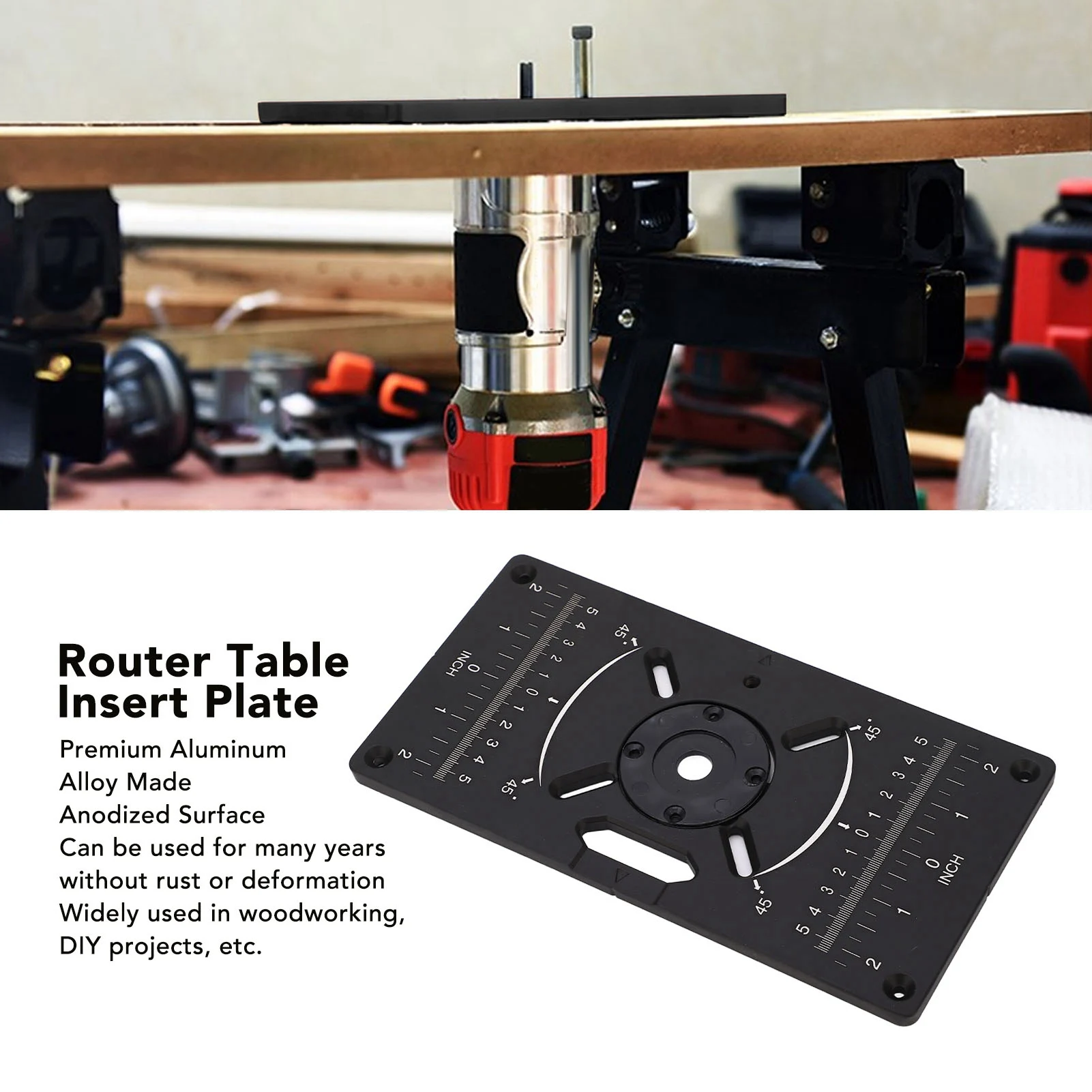 

Aluminum Router Table Plate Router Plate Router Plate Aluminum Alloy Router Table Insert Plate Trimming Machine Board Black