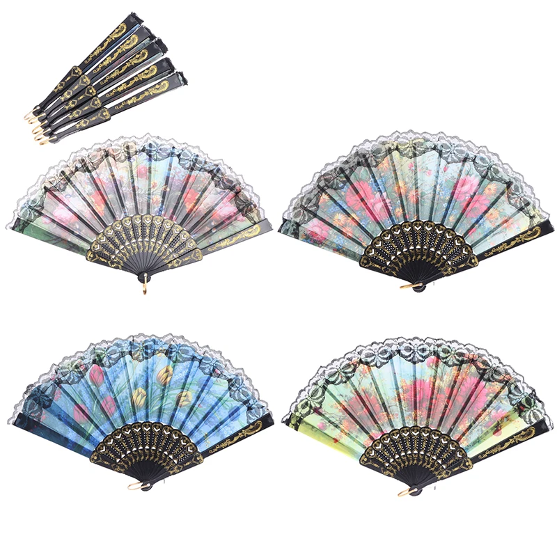 Folding Fan Heat Dissipating Fan Elegant Lace Floral Folding Fan Lightweight Vintage Handheld Accessory For Wedding Party