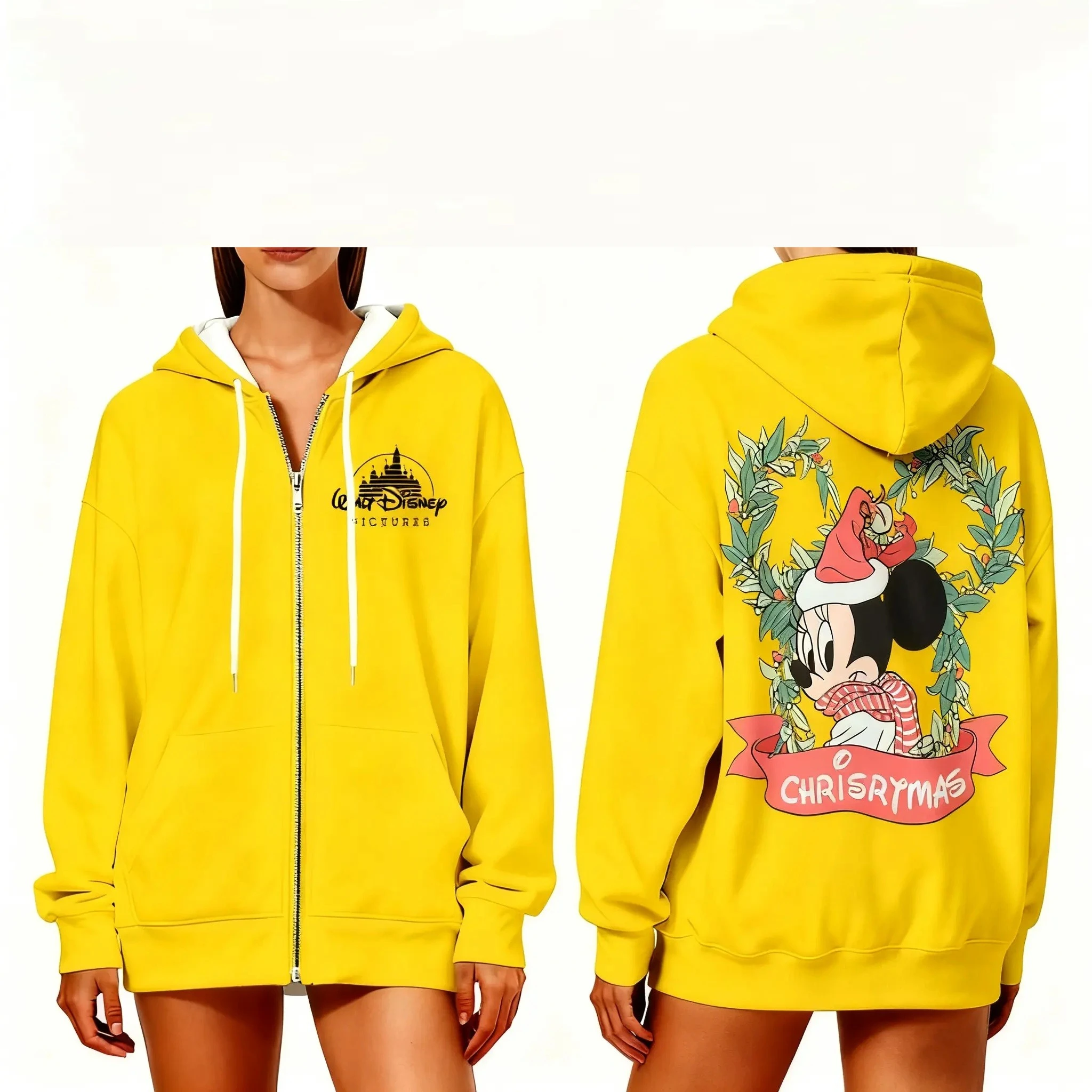 Felpa con cappuccio stampata Stitch da donna Disney Autunno Inverno Moda Streetwear Felpa casual a maniche lunghe per l'esterno quotidiano.