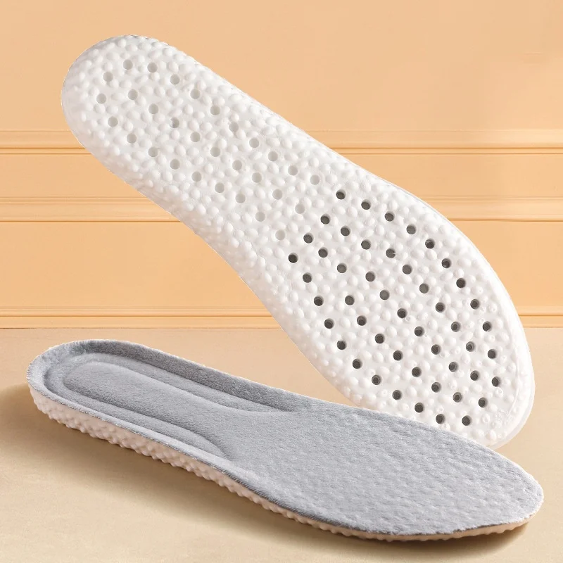 PU Soft-soled Fleece Insoles Breathable Deodorizing Sweat-absorbing Insoles Men And Women Winter Warm Insoles
