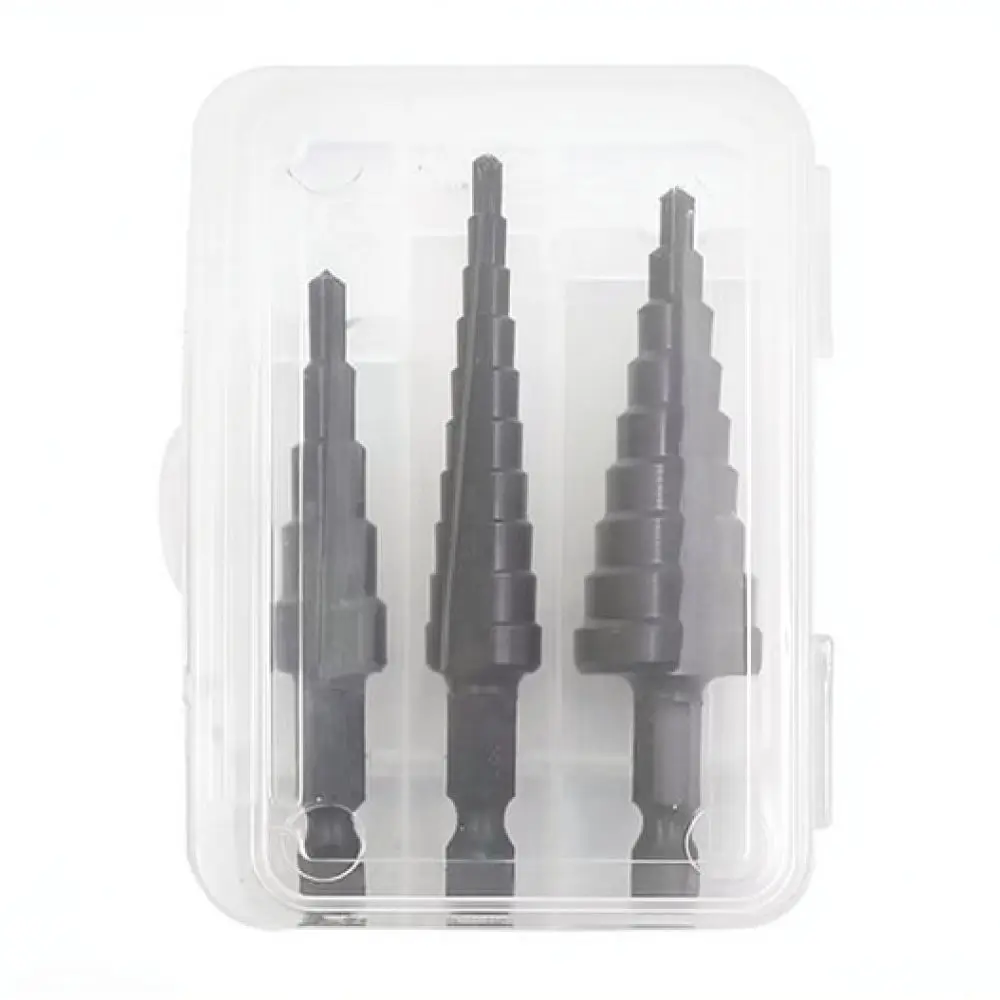 High Speed Steel Step Drill Bit Hex Shank Straight Groove Black Coating Hole Cutter For Electrical Maintenance Projects