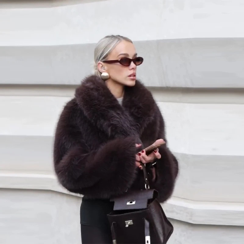 レディース ヴィンテージ 無地 フェイクファー 厚手ジャケット 長袖 ショート丈 暖かいコート 2025 秋冬新作 ハイストリートファッション