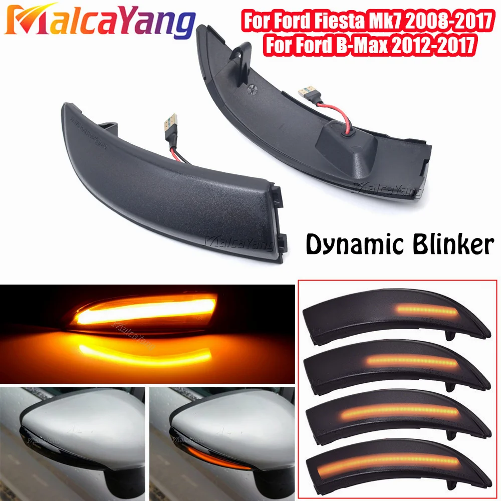 LED Side Wing Rearview Mirror Dynamic Indicator Blinker For Ford Fiesta MK6 VI /UK MK7 2008-2017 B-Max Flowing Turn Signal Light