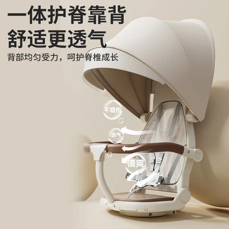 Artefacto para caminar para bebé, carrito de mano ligero para bebé, paisaje alto, carrito de mano plegable bidireccional con un solo clic