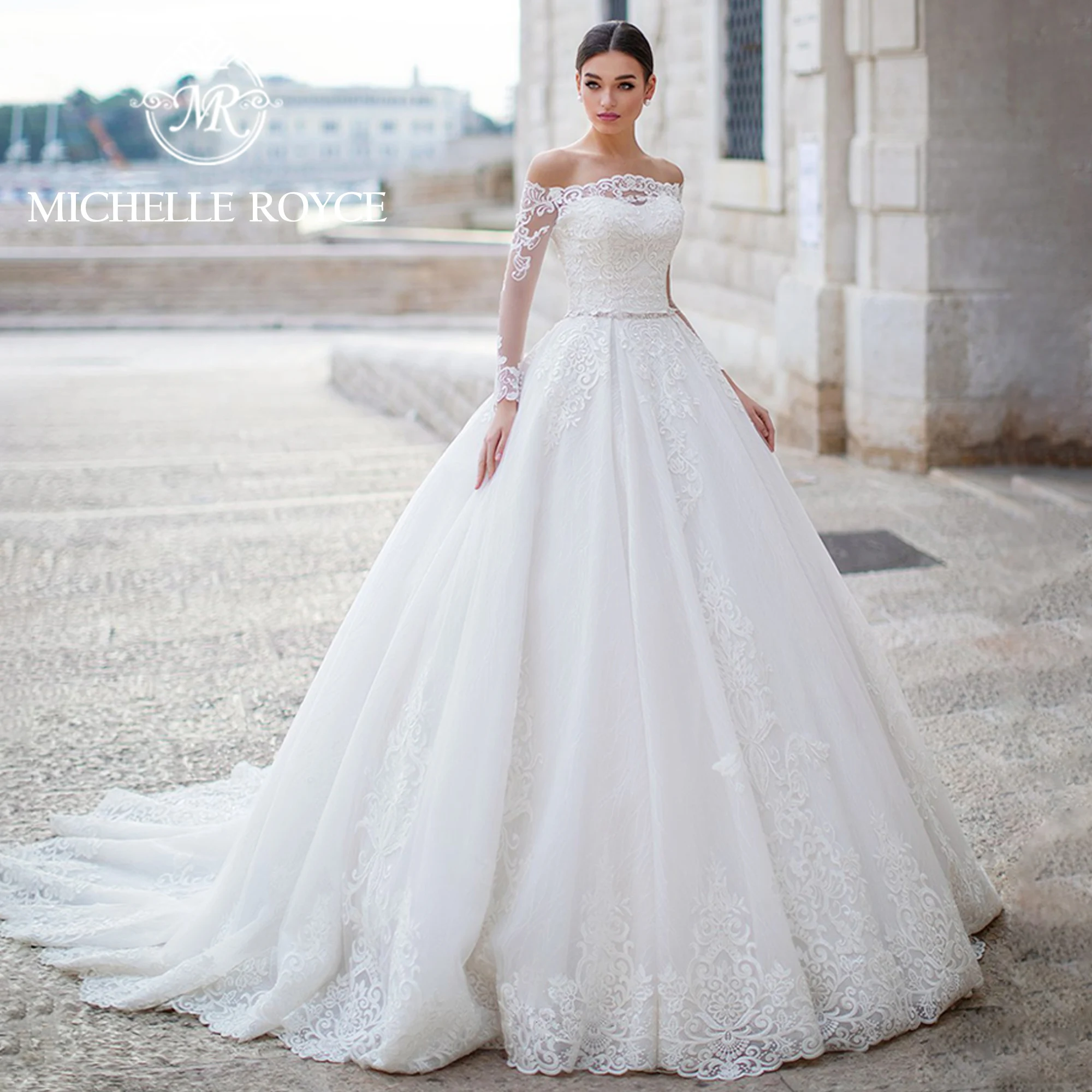 Michelle Royce Ball Gown Wedding Dress With Jacket 2024 Sweetheart Appliques Crystal Belt 2 IN 1 Wedding Gown Vestidos De Novia