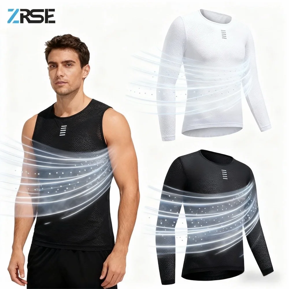 

ZRSE 2pcs Men's Base Layer Sleeveless Quick Dry Cycling Undershirt MTB Bike Vests Compression Bicycle Sport Cycling Jersey Gifts