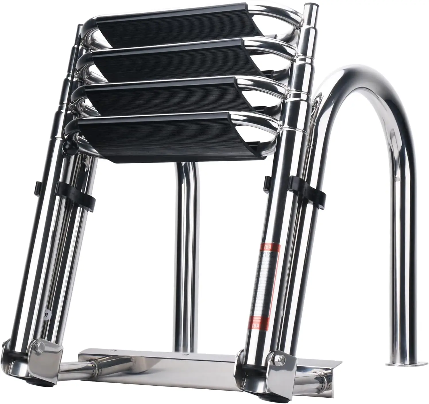 Échelle de bateau ponton robuste-échelle pliante télescopique à 4 marches en acier inoxydable 316, pour échelle intérieure d'entrée arrière, marches larges