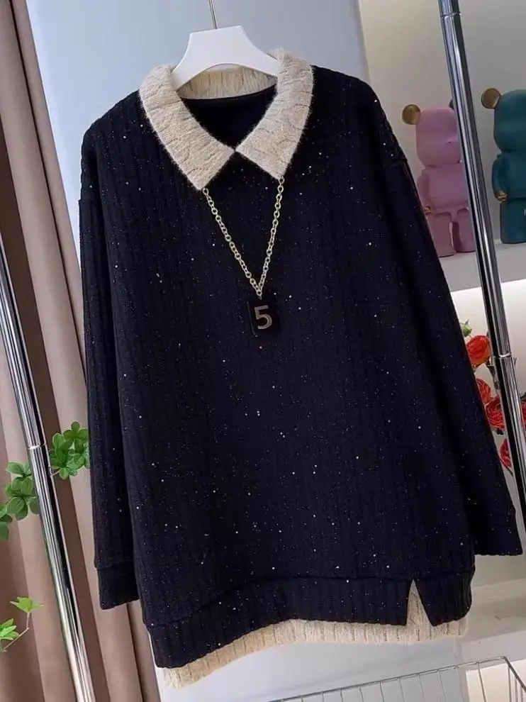 

Женская толстовка больших размеров на осень-зиму, свободная удлиненная кофта, скрывающая живот, красивая, повседневная, удобная, в корейском стиле