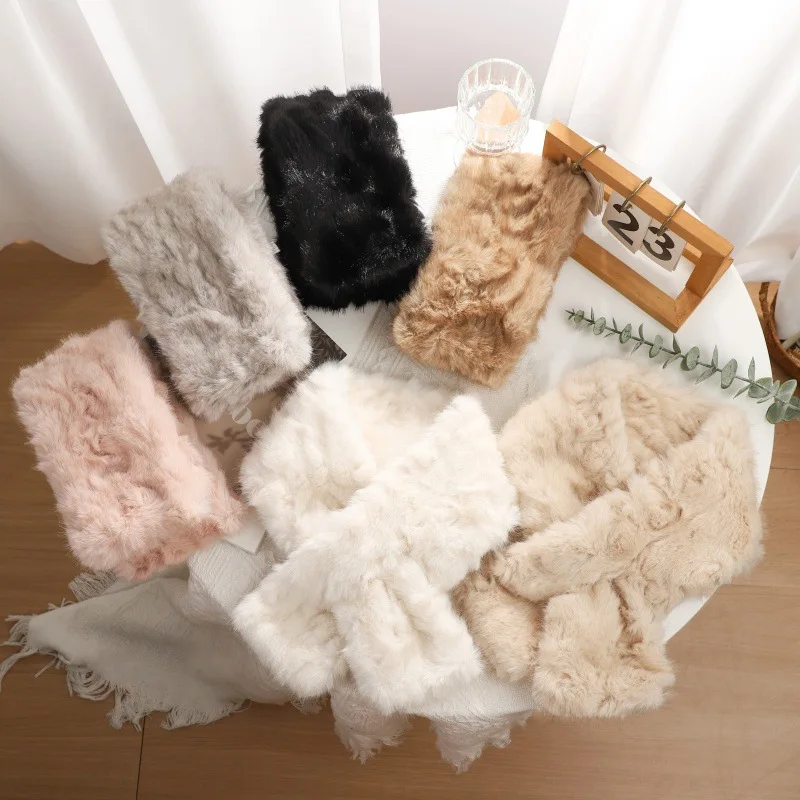 Korean Version of Warm Circle Plush Scarf Winter Imitation Rabbit Hair Cute Plush Parent-child Cute Thickened Light Board Scarf