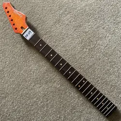 FN214 Custom OEM Order 6 String Electric Guitar Neck 5 Ply Maple+Rosewood Neck 22 Frets Semi Finishing for DIY Replace Tremolo