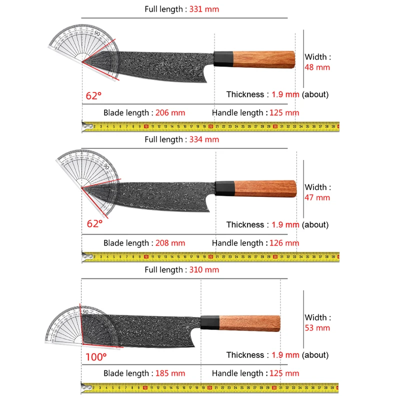 Hand Forged Sharp Damascus Steel Kitchen Knive Vegetable Meat Sashimi Kitchen Chef Wood Handle Utility Knife Cooking Kitchenware