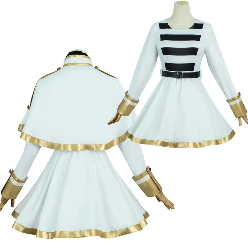 Anime Cosplay Elf Dress Frieren Cosplay Costume Full Set White Cape Skirt Uniform with Pantyhose Ears for Halloween Party