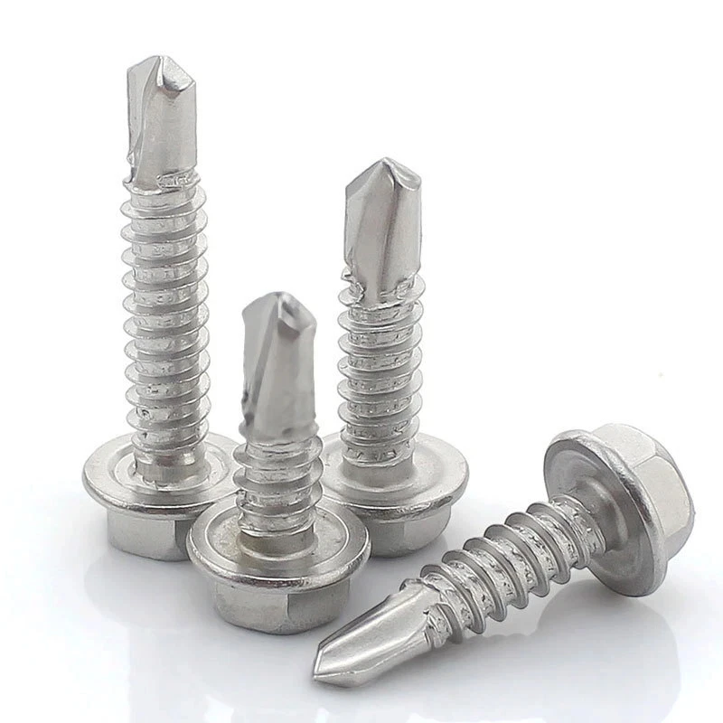 410 #8 #10 Stainless Hex Washer Head Self Drilling Screws 4.2mm/4.8mm/5.2mm/6.3mm Stainless Steel Self Tapping TEK Screws
