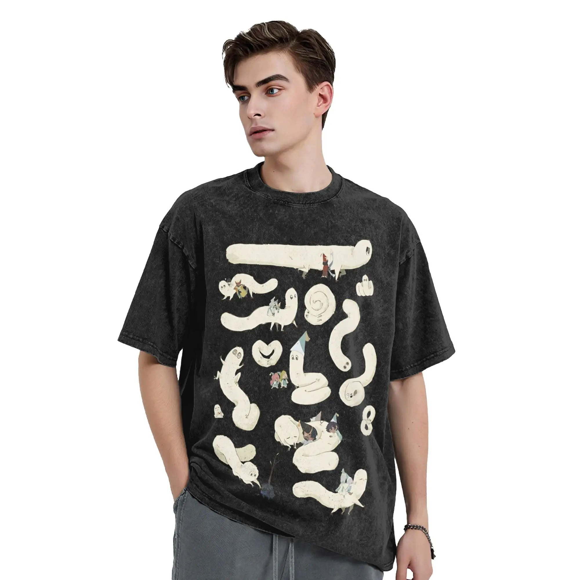 Washed T Shirts Witch Hat Atelier Anime T-Shirts Oversize Brushbuddy Streetwear Cotton Graphic Tops Tee Shirt for Men Women
