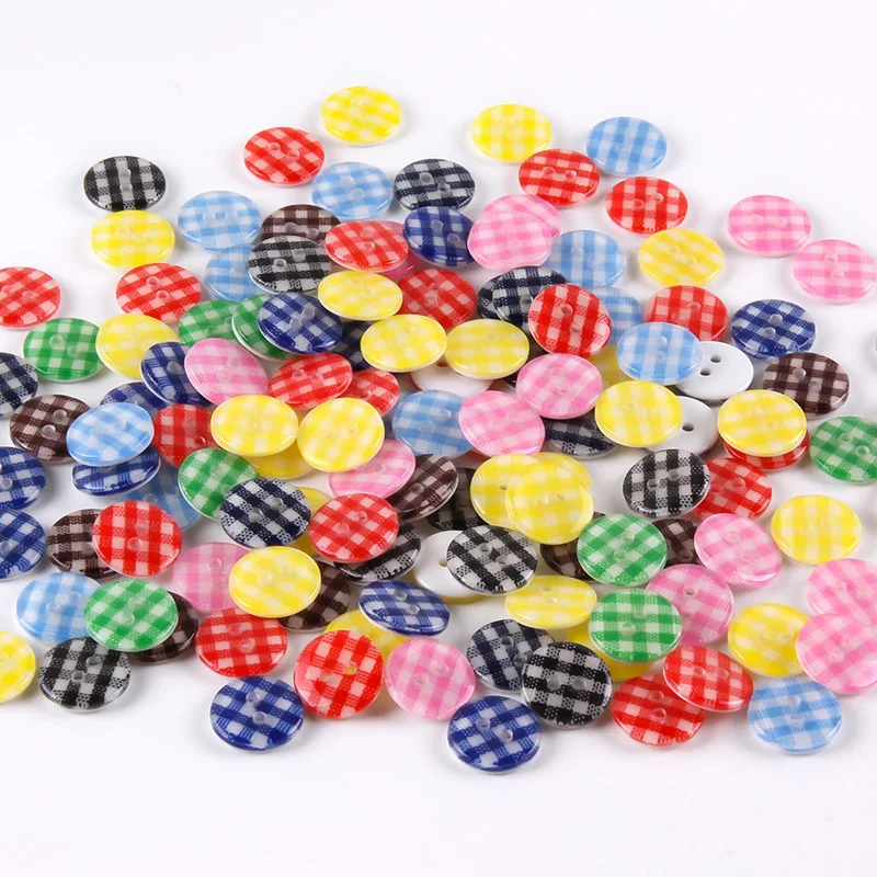 12.5 MM Ronde Plaid Streep Hars Naaien Knop Kinderkleding Scrapbooking Decoratieve Botones Handwerk Diy Accessoires 100 stk/partij