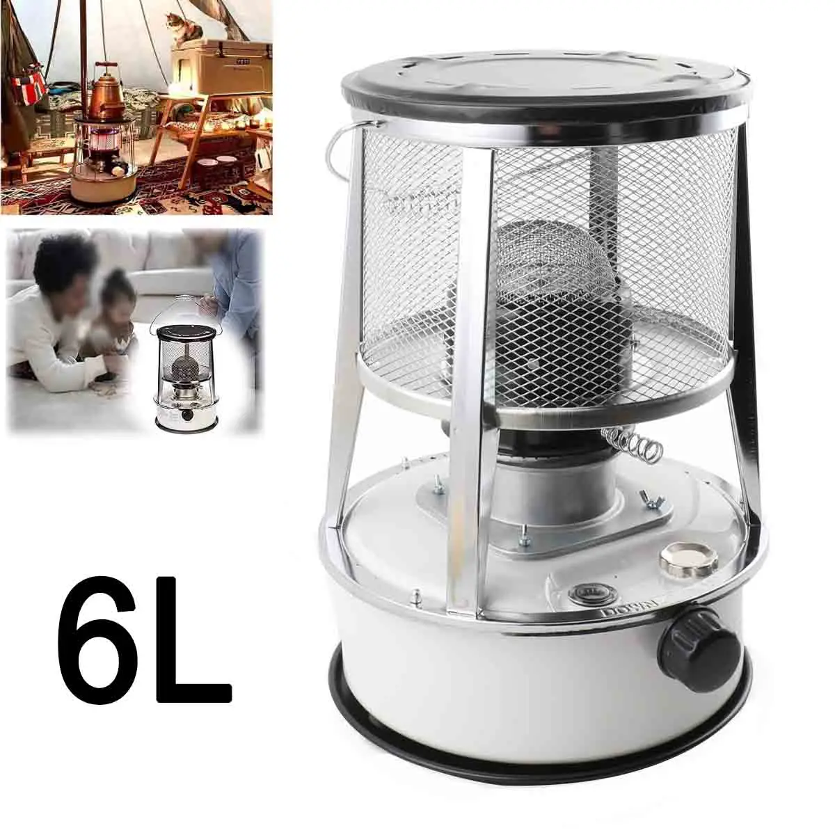 Estufa de queroseno de 6L para exteriores, calentador de combustible portátil diésel, quemador de cocina de calefacción de aceite para interiores, pesca en hielo, Camping, hogar