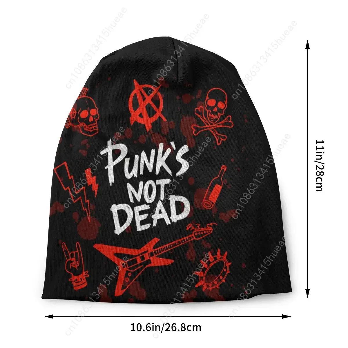 Heavy Metal Punk Rock Music Not Dead Unisex Slouchy Beanie Hats Women Men Hippie Knitting Skullies Beanies Cap for Winter Ski