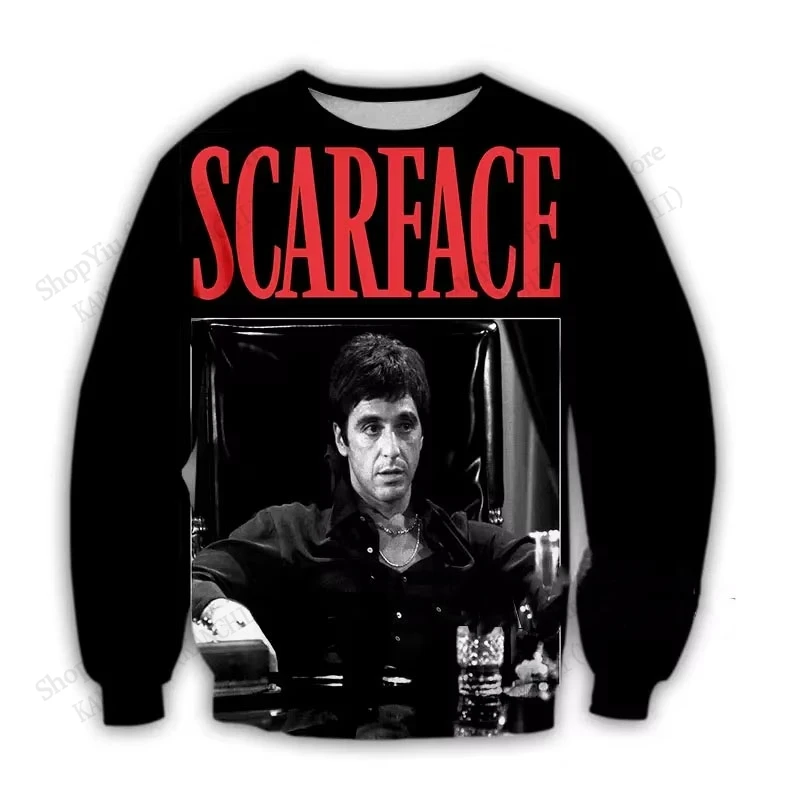 New Movie Scarface Long Sleeve Tshirt  Tony Montana 3d Print T-shirt Men Women Fashion Sports Oversized Tops Tees Mens Clothing