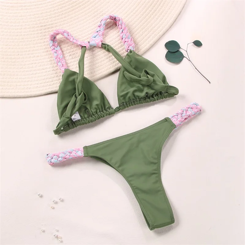 Miyouj Solid Color Swimwear New Women's Swimming Suit Sexy Bikinis Summer Two Piece Suit High Cut Biqini Sets 2024 Bathwear