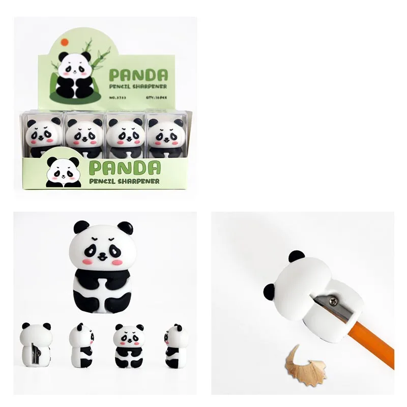 Imagem -06 - Cute Cartoon Panda Pencil Sharpener Mini Mão Faca de Corte Mecânica Papelaria Presente Material Escolar 16 Pcs por Lote