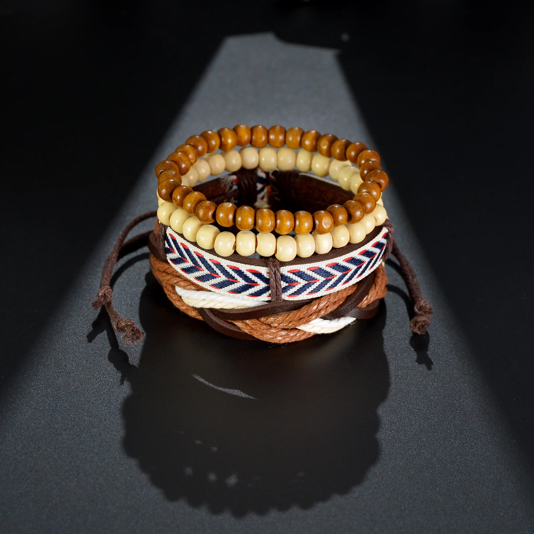 MeMolissa Vinatge Gothic Punk Braided Wrap Leather Bracelets for Men Scorpion Life Tree Wood Beads Ethnic Tribal Wristbands