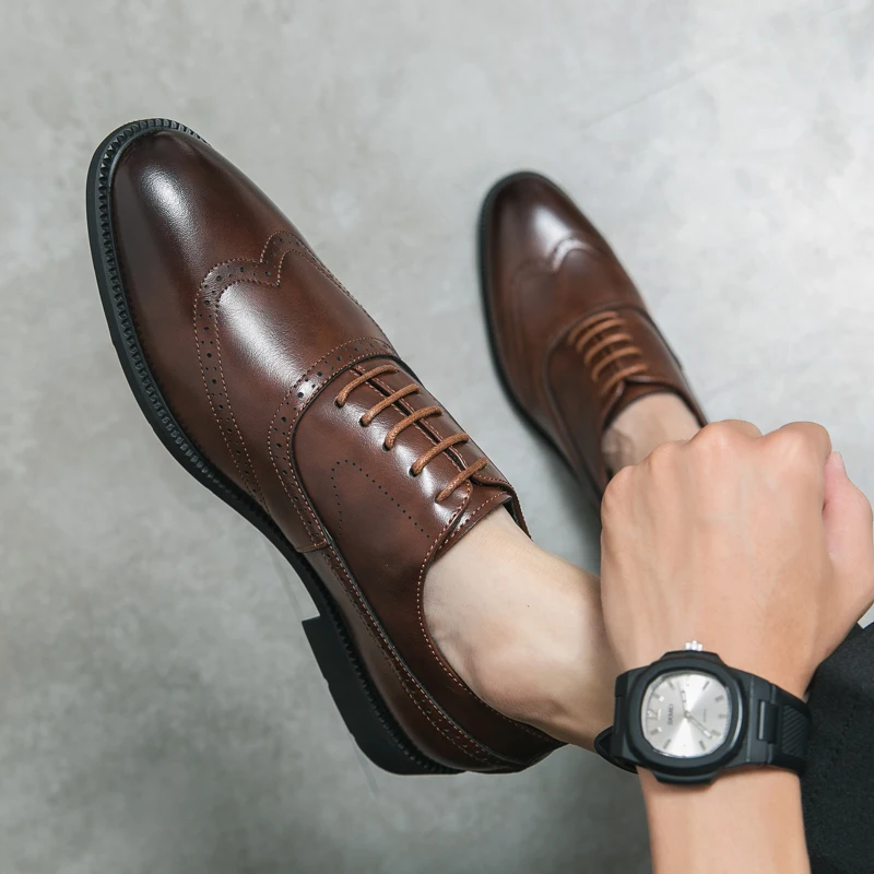 Size 38-48 Classic Men Business Dress Shoes Men Casual Comfortable Fashion Leather Shoes Men Gentleman Banquet Brand Derby Shoes