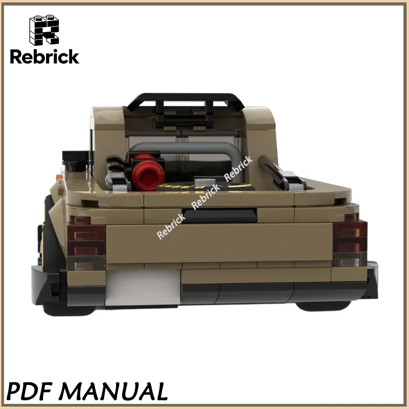

Tan Black Stripe Pickup Truck MOC Building Blocks Off-Road Racing Vehicle Model DIY Bricks Set Adult Collection Xmas Gift